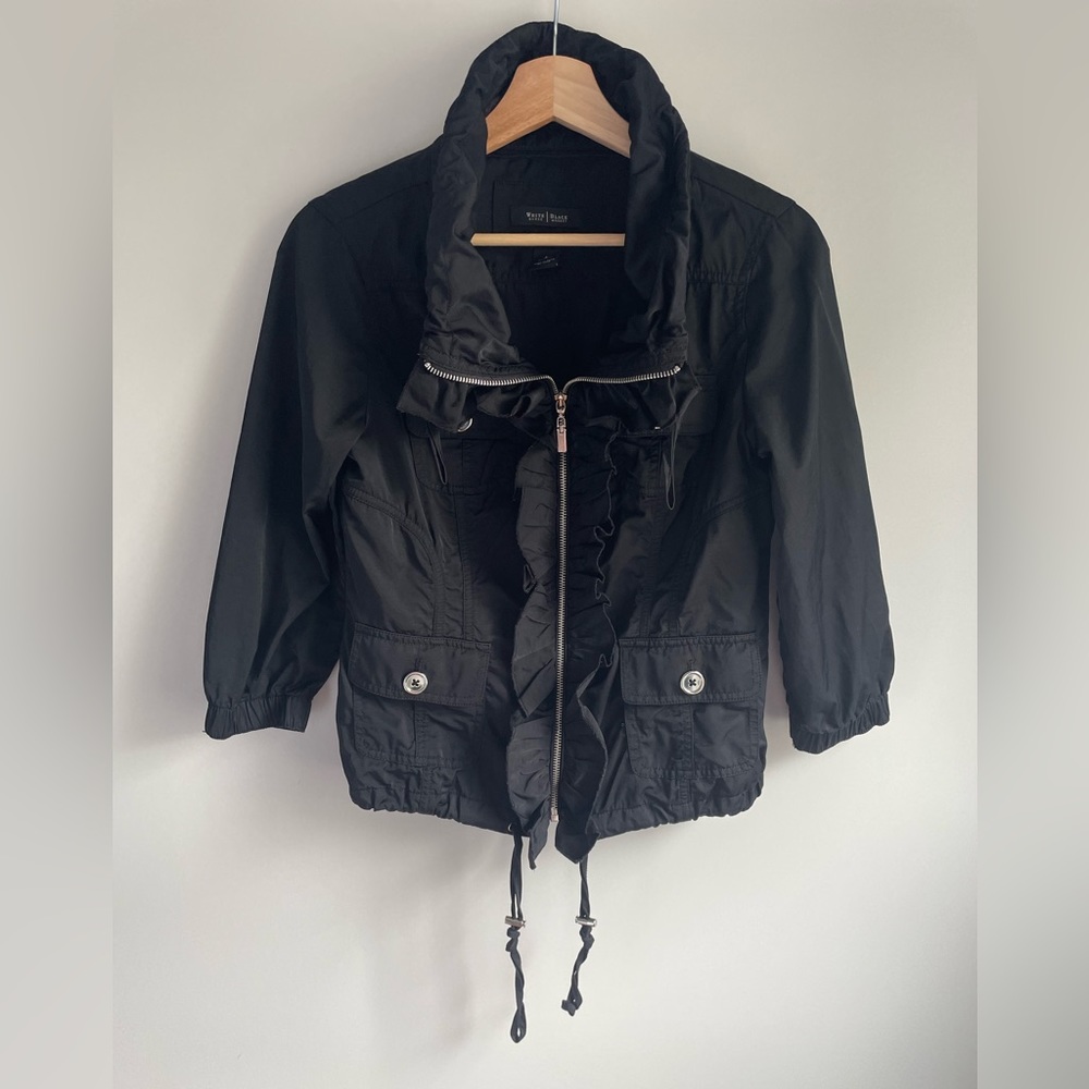 White House Black Market Ruffled Light Nylon Jacket Size 4
